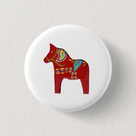 Red Dala Horse Button (Voorkant)