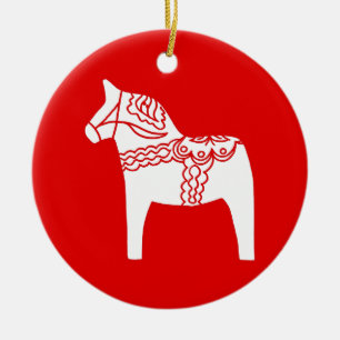 Red Dala Horse Keramisch Ornament