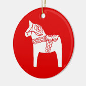 Red Dala Horse Keramisch Ornament (Links)