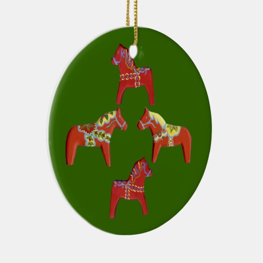 Red Dala Horses kerstversiering Keramisch Ornament (Rechts)