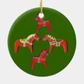 Red Dala Horses kerstversiering Keramisch Ornament (Achterkant)