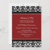 Red Damask 20th Anniversary Party Invitation (Dos)