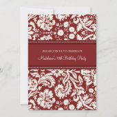 Red Damask 70th Birthday Party Invitations (Devant)