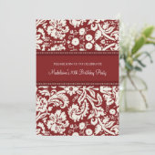 Red Damask 70th Birthday Party Invitations (Debout devant)