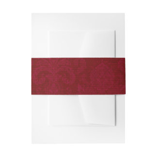 Red Damask Belly Band Uitnodigingen Wikkel