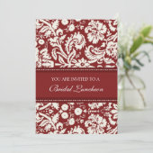 Red Damask Bridal Luncheon Uitnodiging Kaarten (Staand voorkant)
