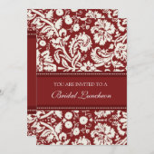 Red Damask Bridal Luncheon Uitnodiging Kaarten (Voorkant / Achterkant)