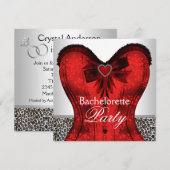 Red Damask Corset Leopard Bachelorette Party Kaart (Voorkant / Achterkant)