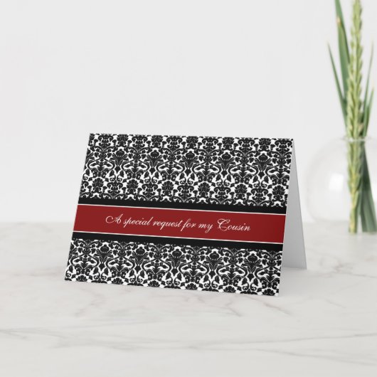 Red Damask Cousin Maid of Honor Invitation (Devant)