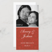 Red Damask-fotokaart Save The Date (Voorkant / Achterkant)