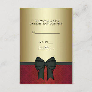 Red Damask Gold Black Cravate Corporate Party RSVP