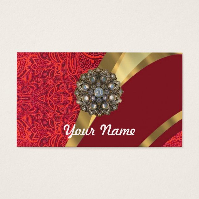 Red damask & gold swirl (Devant)