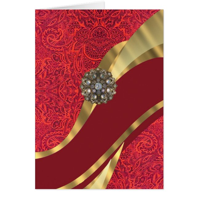 Red damask & gold swirl (Devant)