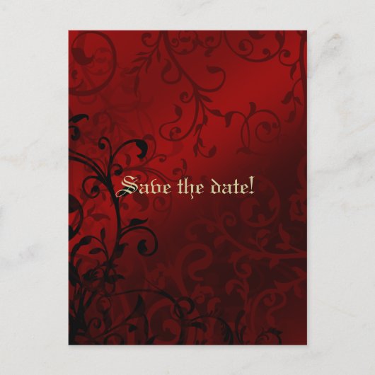 Red Damask Gothique nuptiale Invitation (Devant)