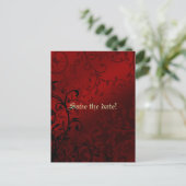 Red Damask Gothique nuptiale Invitation (Debout devant)