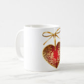 Red Damask Heart Koffiemok (Voorkant links)