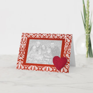 Red Damask met Heart Photo Lijst Kaart