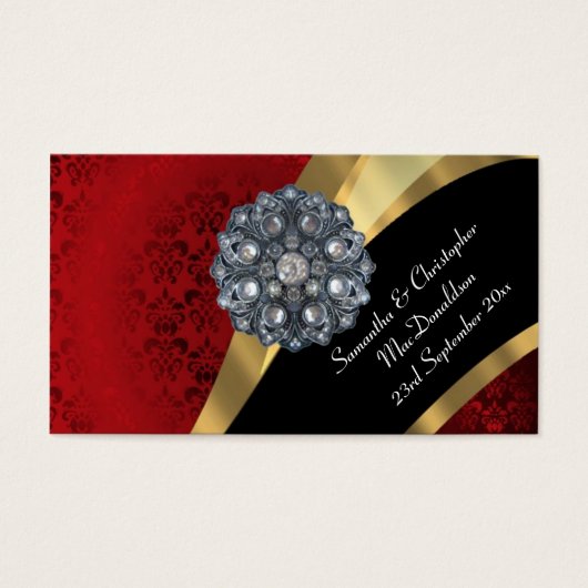 Red damask, or mariage faveur merci tag (Devant)