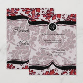 Red Damask Paisley Wedding RSVP (Devant / Derrière)