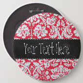 Red Damask Patroon;  alkbord Ronde Button 6,0 Cm (Voorkant /achterkant)