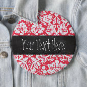 Red Damask Patroon;  alkbord Ronde Button 6,0 Cm (In situ)