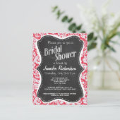 Red Damask Patroon; alkbord Uitnodiging Briefkaart (Staand voorkant)