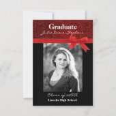 Red Damask & Red Bow - 3x5 Afstuderen aankondiging (Voorkant)