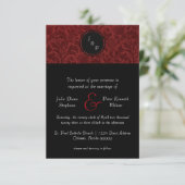Red Damask & Red Bow - 3x5 Faire-part de mariage (Debout devant)
