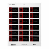 Red Damask & Red Bow - Étiquette de adresse (Feuille entière)