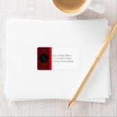 Red Damask & Red Bow - Étiquette de adresse (En situation)