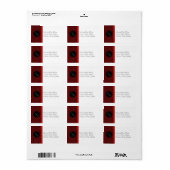 Red Damask & Red Bow - Étiquette de adresse (Feuille entière)