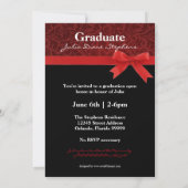 Red Damask & Red Bow - Faire-part de diplôme (Dos)