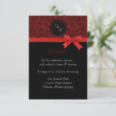 Red Damask & Red Bow - Invitation à la réception (Debout devant)