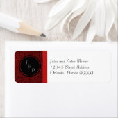 Red Damask & Red Bow - Return Address Label (Insitu)
