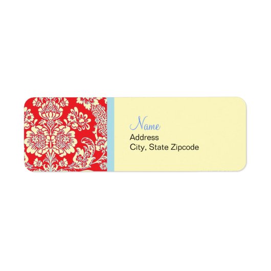 Red Damask Retouradreslabel Etiket (Voorkant)
