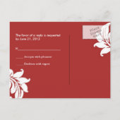 Red Damask RSVP Briefkaart (Achterkant)