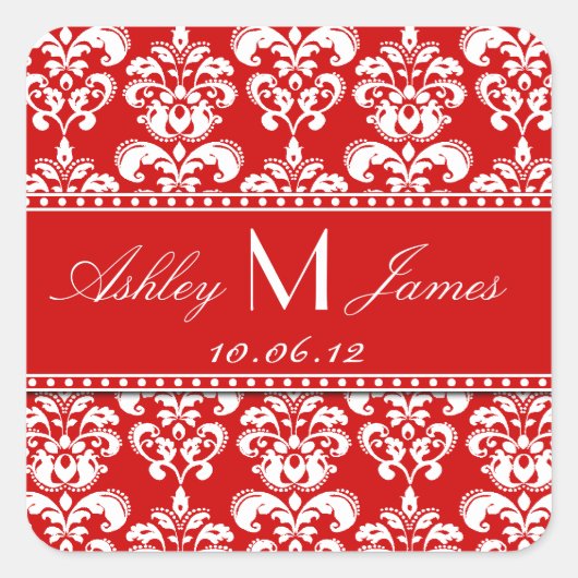 Red Damask Sla de Date Stickers op (Voorkant)