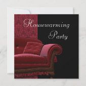 Red Damask Sofa House Party Invitation (Devant)