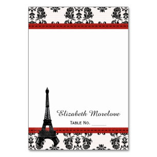 RED Damask Tour Eiffel Tente Cartes de Place