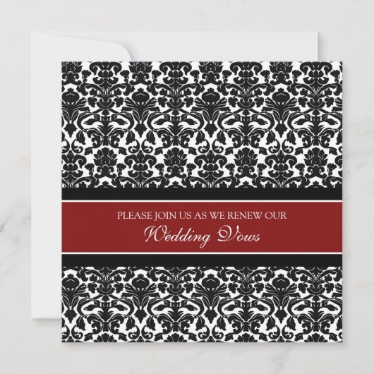 Red Damask Wedding Vow Renewal Uitnodigingen (Voorkant)