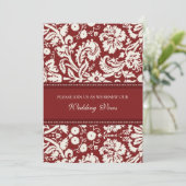 Red Damask Wedding Vow Renewal Uitnodigingen (Staand voorkant)