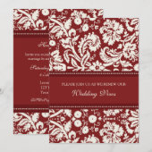 Red Damask Wedding Vow Renewal Uitnodigingen (Voorkant / Achterkant)