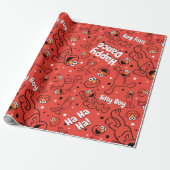 Red Dancing Elmo Pattern Cadeaupapier (Uitgerold)