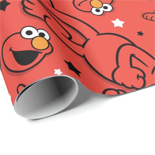 Red Dancing Elmo Pattern Cadeaupapier (Rol Hoek)