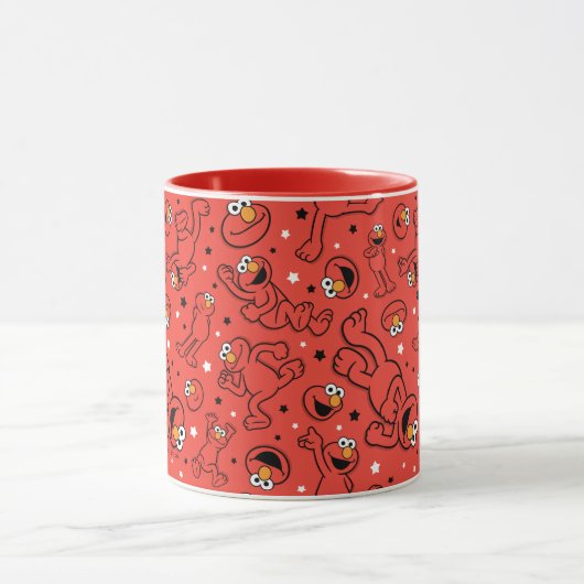 Red Dancing Elmo Pattern Mok (Midden)