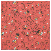 Red Dancing Elmo Pattern Stof (Swatch)