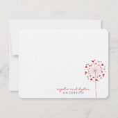 Red Dandelions Love Hearts Mariage Carte de remerc (Devant)
