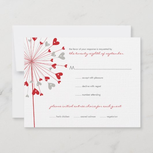 Red Dandelions Love Summer Wedding Carte RSVP (Devant)