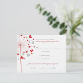 Red Dandelions Love Summer Wedding Carte RSVP (Debout devant)