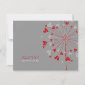 Red Dandelions Love Summer Wedding Carte RSVP (Dos)